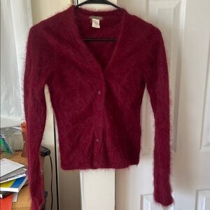 J. Crew Angora Wool Sweater in Deep Red/Burgundy